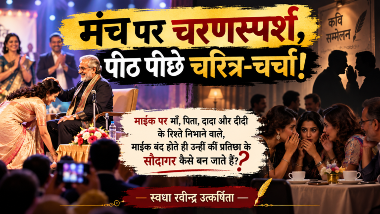 मंच पर चरणस्पर्श, पीठ पीछे चरित्र-चर्चा! — कवर चित्र